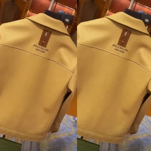 Polo Ralph Lauren Leather Jacket Mustard Yellow Outerwear - 4