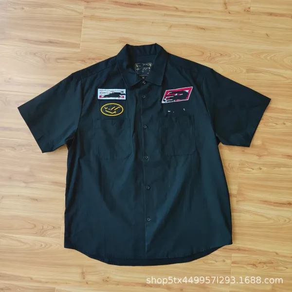 Design Workwear Shirt Black with Racing Patches - 5