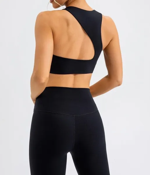 Design Cut-Out Back Sports Bra Black Activewear - 5