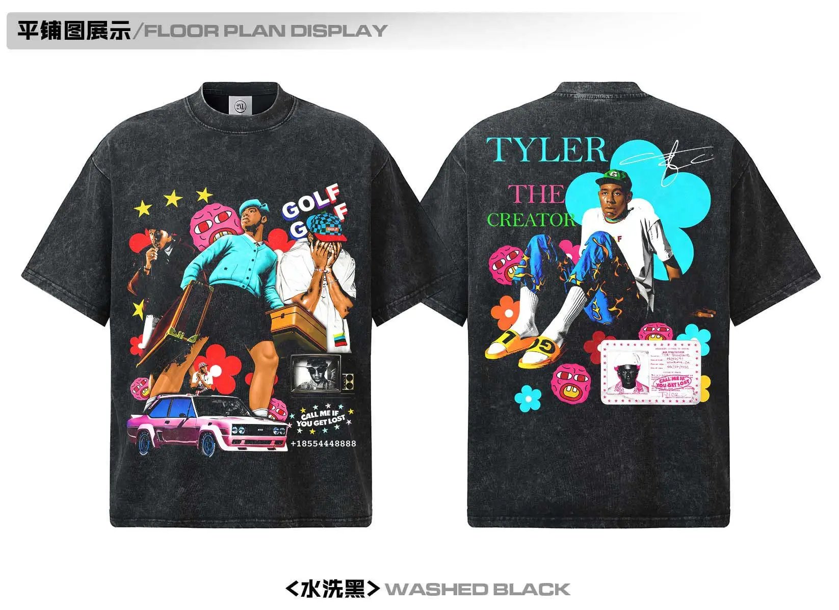 A Bathing Ape GOLF WANG x Tyler, The Creator Graphic Print Oversized T-Shirt White T-Shirts - 11