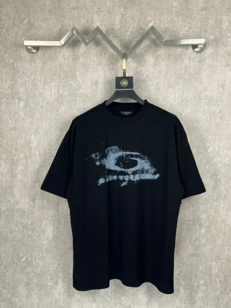 Balenciaga Distorted Eye Print Oversized T-Shirt Black - 1