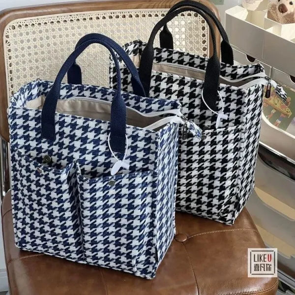 Design LIKEU Houndstooth Green Tote Bag - 15