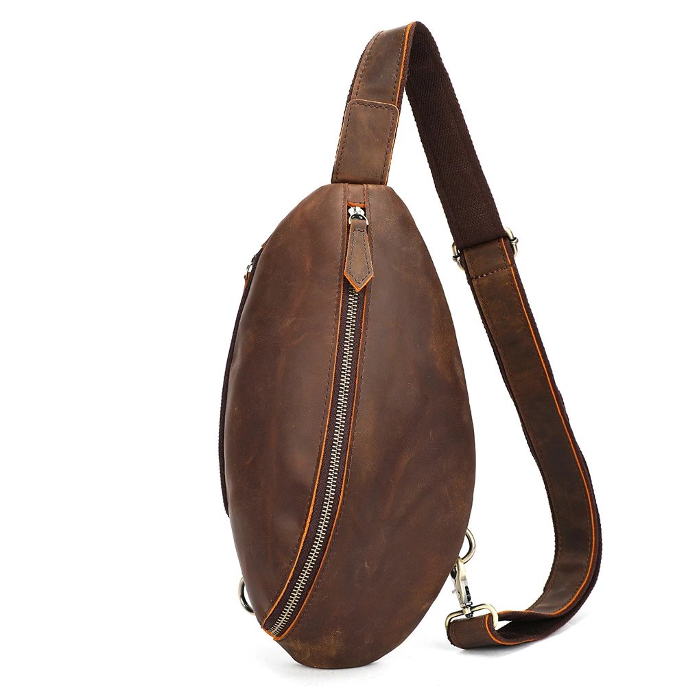 Design Vintage Leather Sling Bag Brown Crossbody Bag