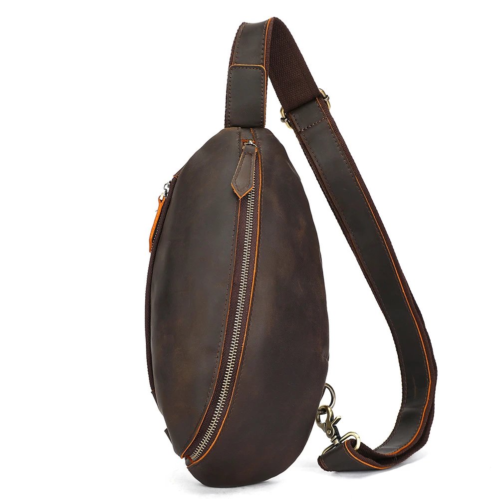 Design Leather Sling Bag Brown Crossbody Bag