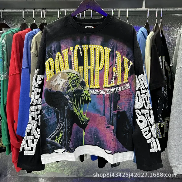 Design Rough Play Candaid For The Battle Wounds Graphic Long-Sleeve T-Shirt Black T-Shirts - 1