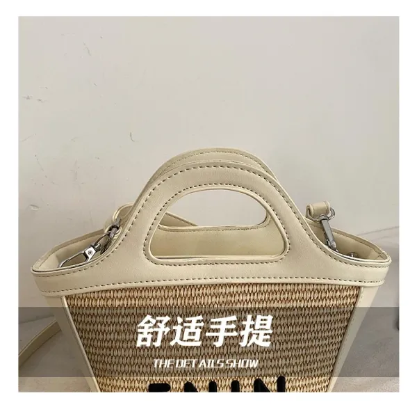 Design FNIN Woven Top-Handle Mini Bag Black Handbags - 13