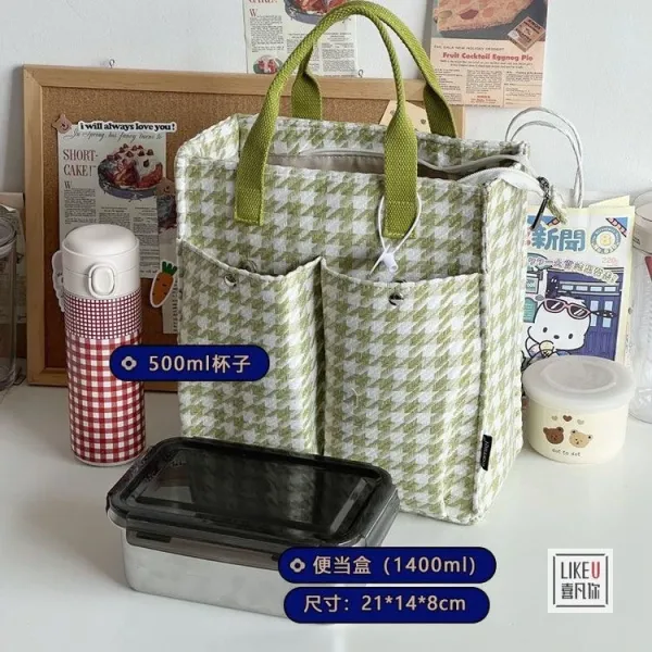 Design LIKEU Houndstooth Green Tote Bag - 24