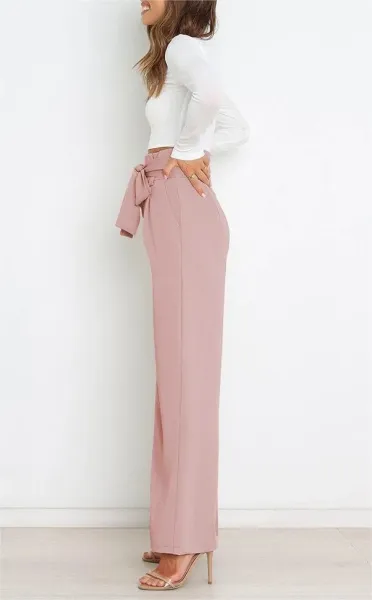 Design High-Waisted Paperbag Waist Wide-Leg Pants Black - 18