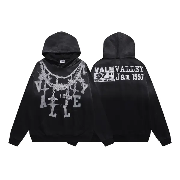 Design Valle Valley Chain-Embellished Hoodie Black Hoodie - 1