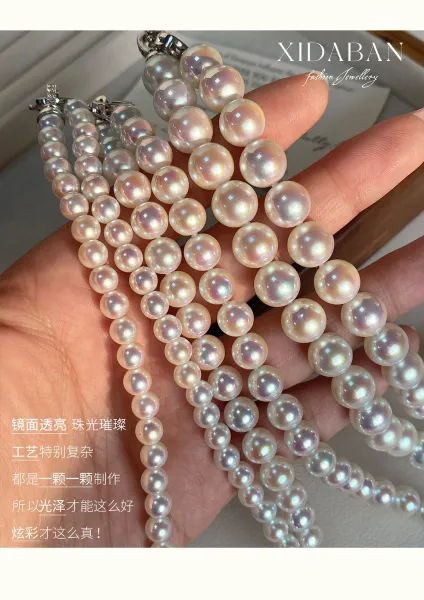 Design Pearl Strand Necklace 6mm-10mm White Luster Beads Jewelry - 5