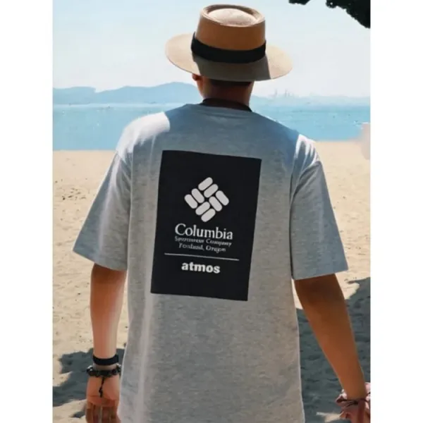 Design Columbia x atmos Collaboration Logo Back Print T-Shirt Gray T-Shirts - 11