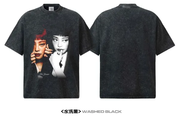 Design Like Jennie Graphic Print Black Oversized T-Shirt - 17