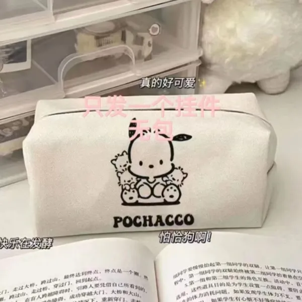 Sanrio Pochacco Canvas Pencil Case Beige Clutches - 1