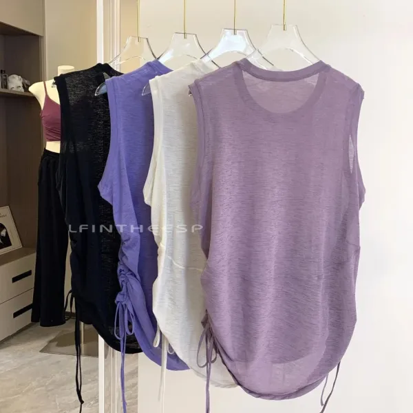 Design LFINTHEESP Ruched Side Sleeveless Top Purple Vest Top - 11