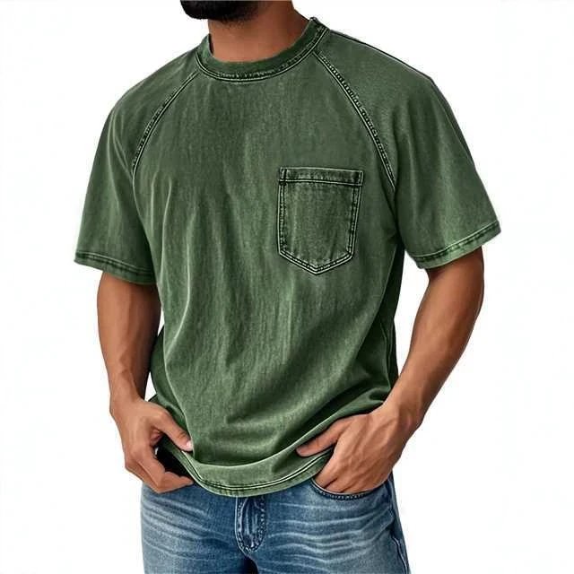 Washed Cotton Pocket Tee Gray Casual T-Shirt