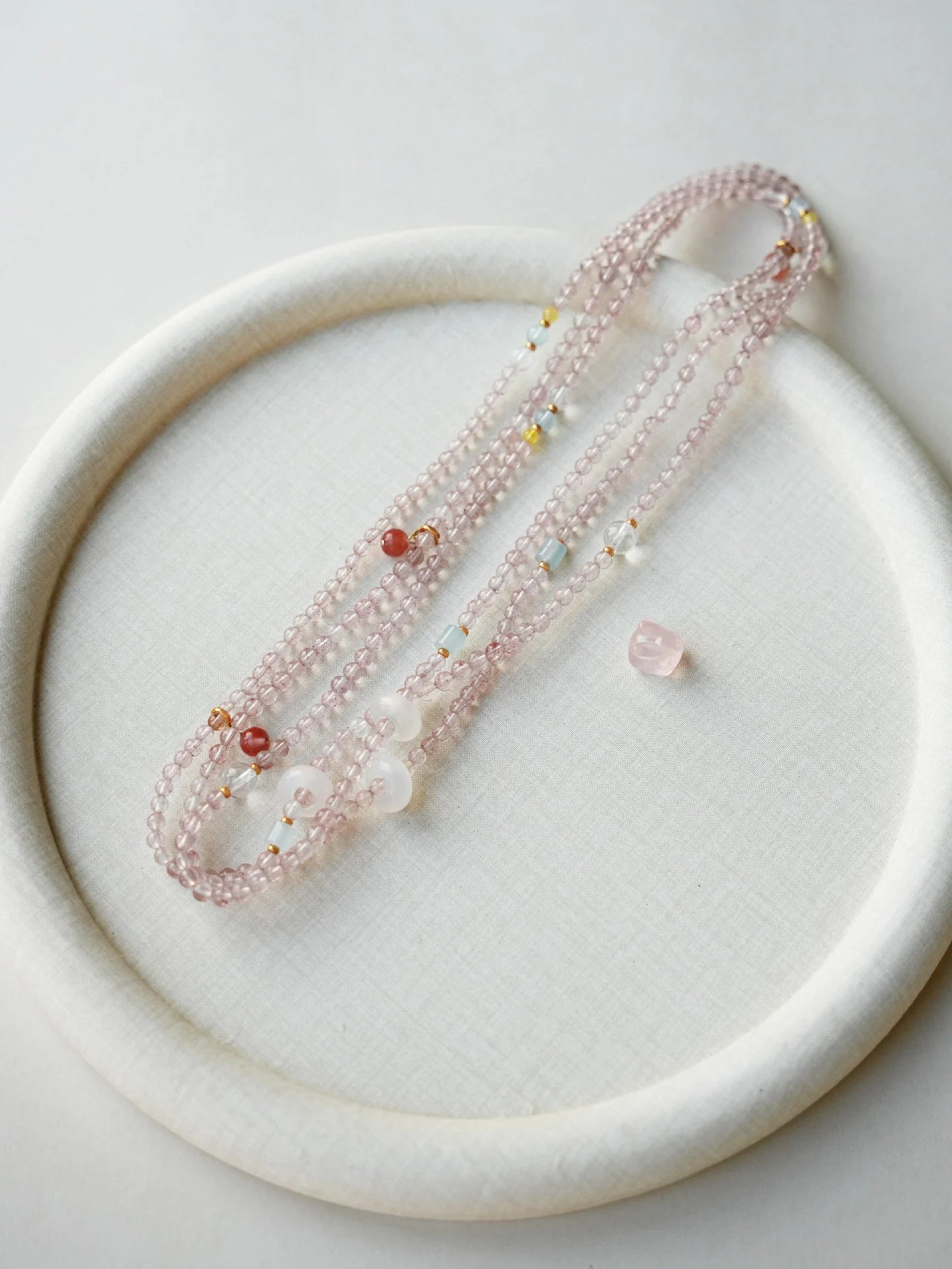 Design Crystal Bead Wrap Bracelet with Peach Charm Pink Bracelets Jewelry - 6