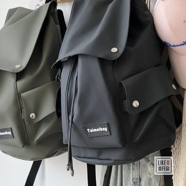 Design Taimeibag Fold-Over Drawstring Backpack Army Green Backpacks - 12
