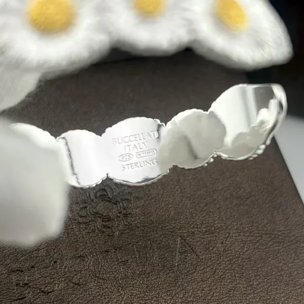 Design Daisy Flower Cuff Bracelet Silver with Gold Centers Jewelry - 17