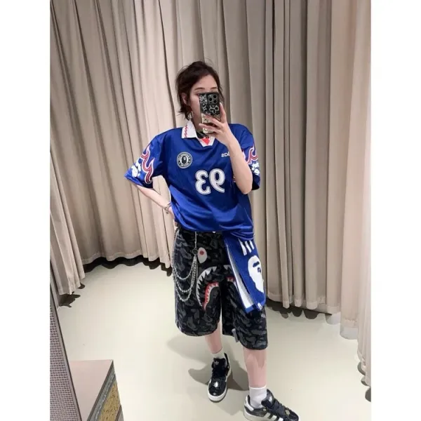 Adidas Originals Football Jersey 93 Blue Purple Flame Print Jersey - 10