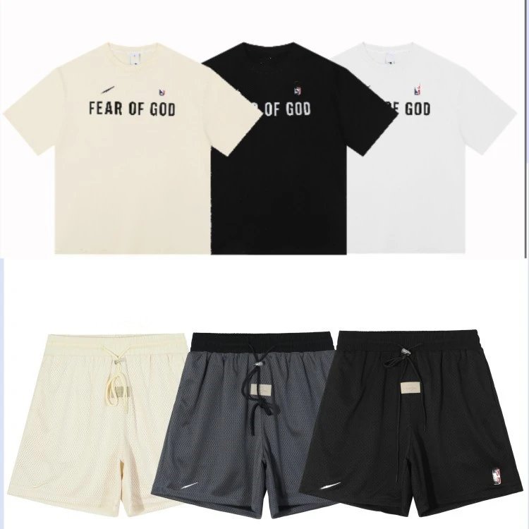Fear of God Essentials x NBA Logo T-Shirt Beige - 3