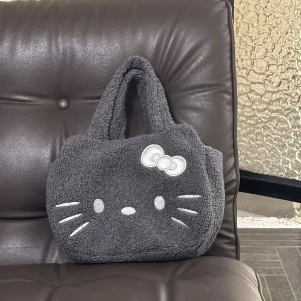 Hello Kitty Sherpa Mini Tote Bag Gray Handbags - 5