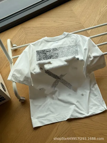 Design Abstract Scribble Print Oversized T-Shirt White - 4