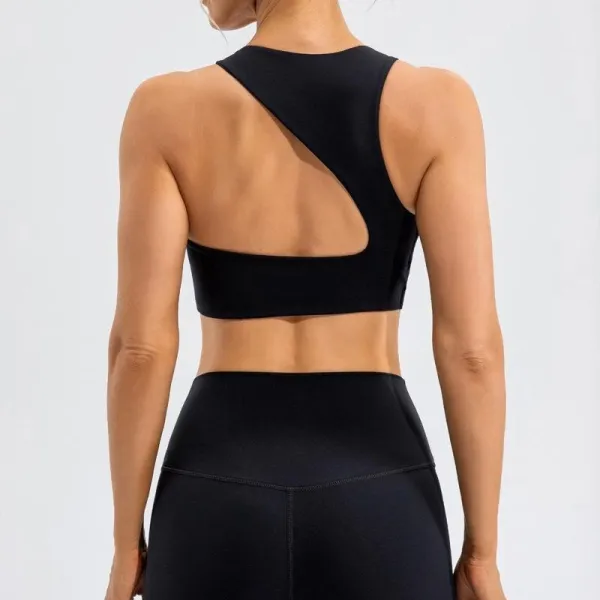 Design Cut-Out Back Sports Bra Black Activewear - 3