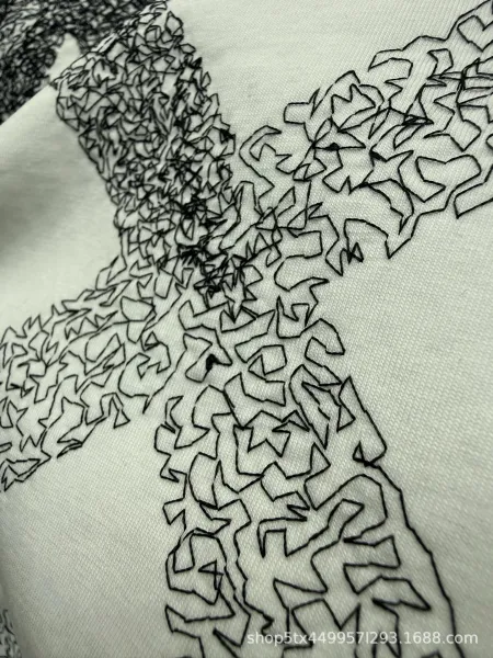 Design Abstract Scribble Print Oversized T-Shirt White - 7
