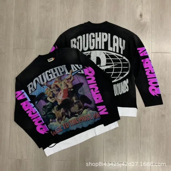 Design Roughplay Raise To The Most High Black Long Sleeve Graphic Tee T-Shirts - 1