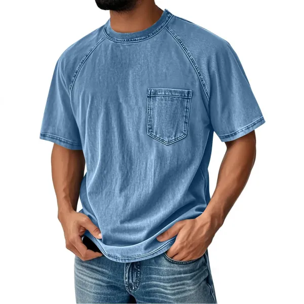 Design Denim-Effect Pocket T-Shirt Blue T-Shirts - 7