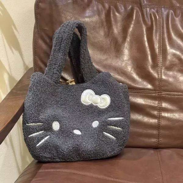 Hello Kitty Sherpa Mini Tote Bag Gray Handbags - 13