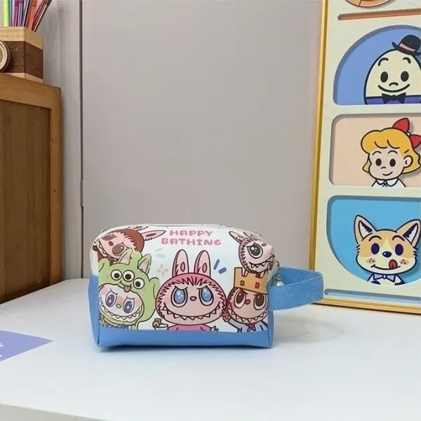 Design Happy Bathing Cartoon Print Pouch Blue Clutches - 1