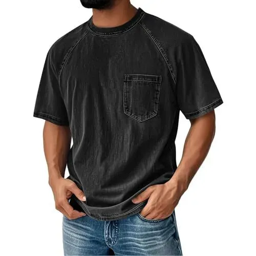 Design Denim-Effect Pocket T-Shirt Blue T-Shirts - 10