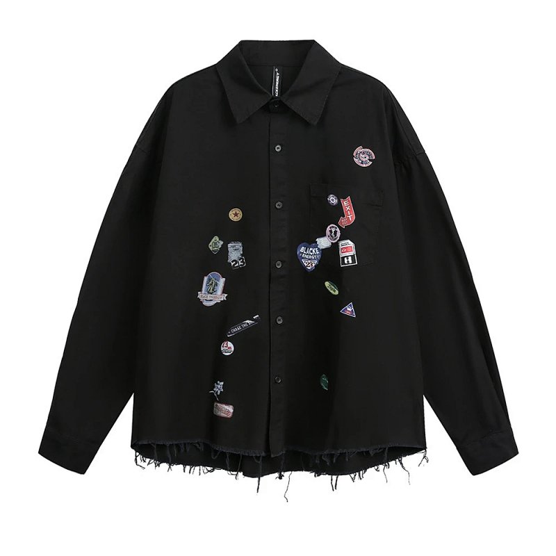 Patchwork Oversized Shirt Black