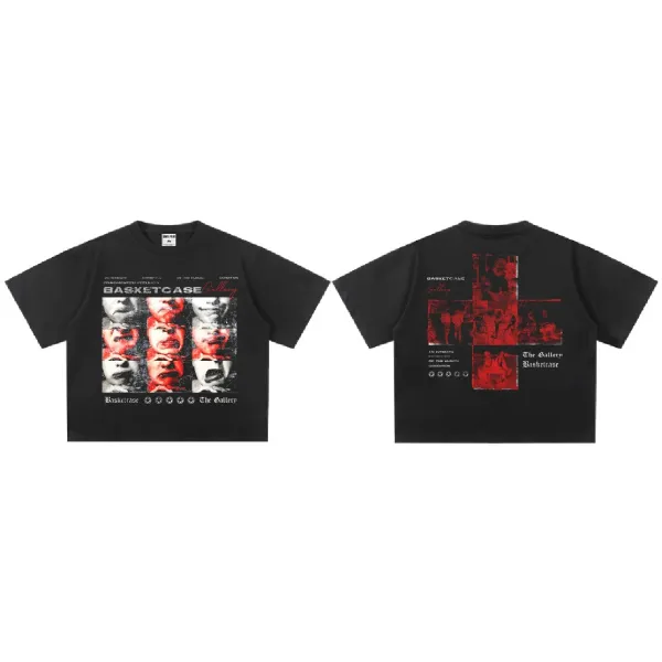 Design Basketcase Gallery Distorted Faces Black T-Shirt T-Shirts - 1