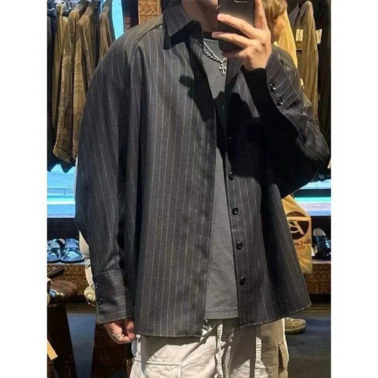 Needles Kimono Jacket Gray Pinstripe with White Rope Motif Outerwear - 12