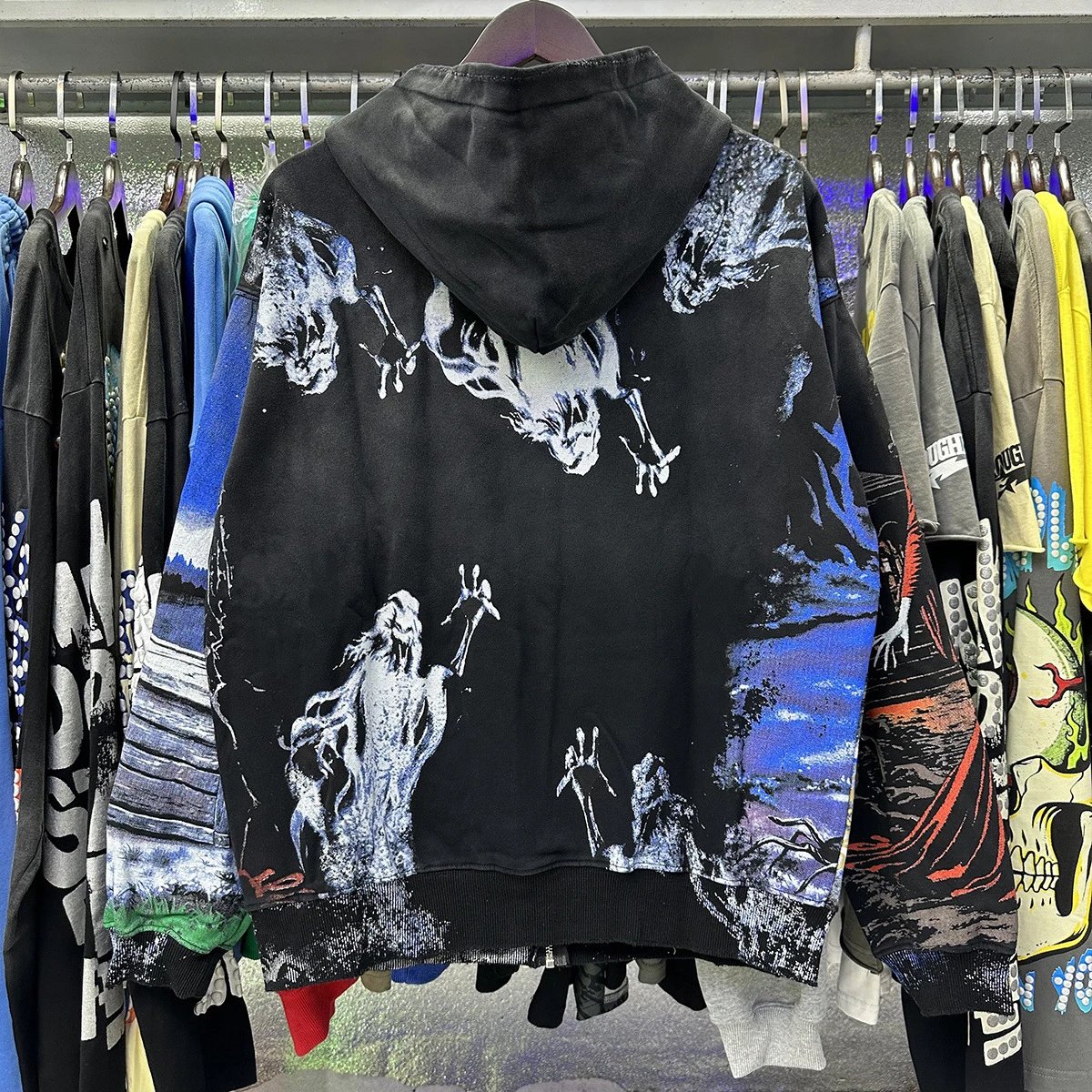 Hellstar Born To Dreams Flame Cross Hoodie Black - 4