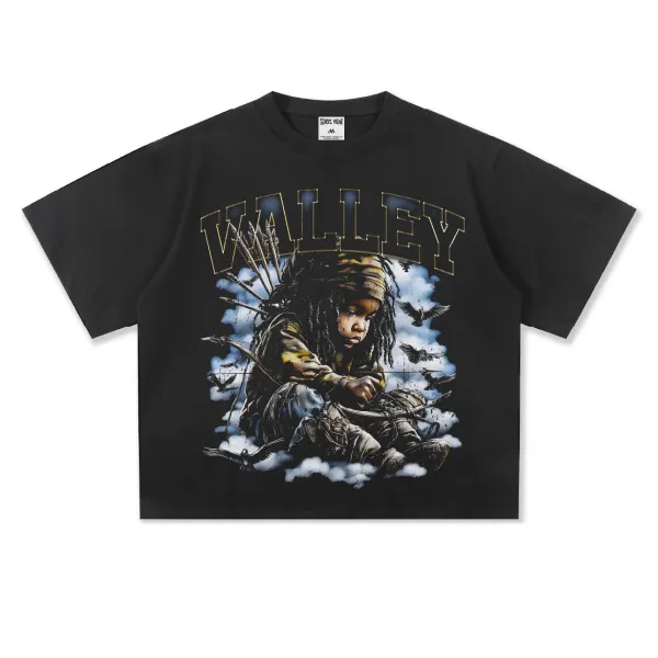 Design Sunset Wear Valley Graphic Cropped T-Shirt Black T-Shirts - 1