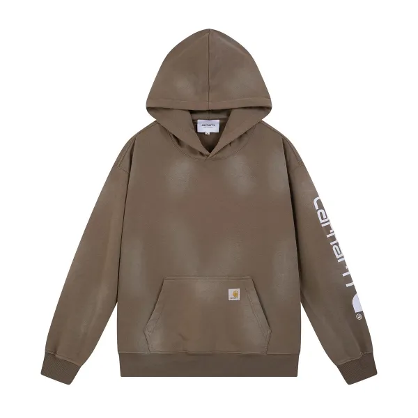 Carhartt Work In Progress Carhartt WIP Hoodie Gray with Yellow Sleeve Print Hoodie - 7