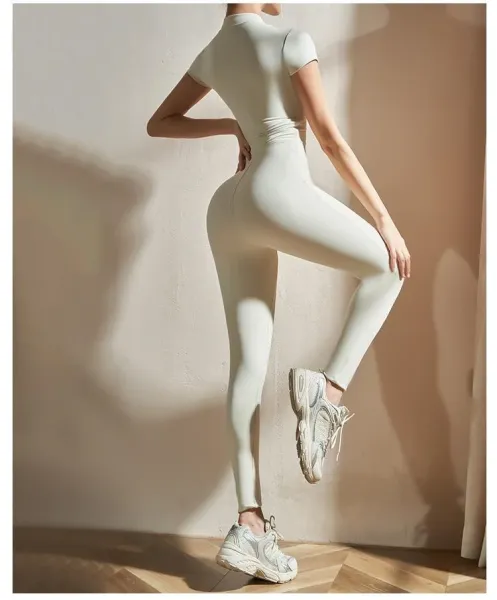 Design Zip-Front High-Neck Bodysuit Gray Activewear - 7