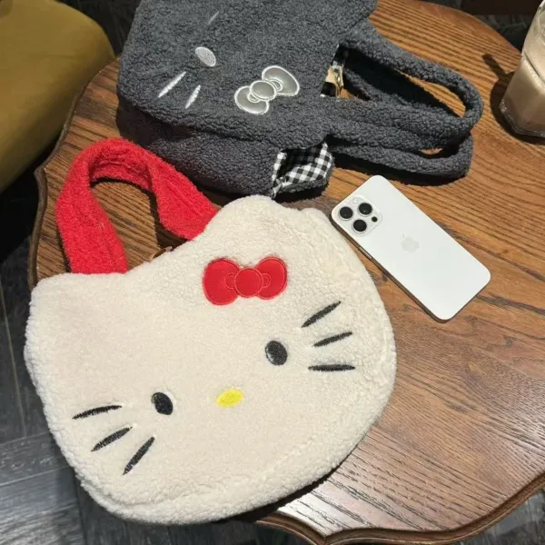 Hello Kitty Sherpa Mini Tote Bag Gray Handbags - 4