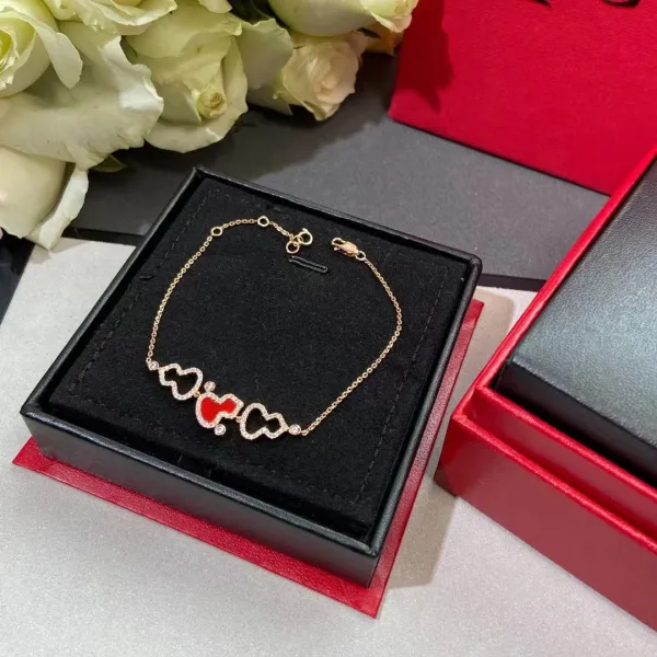 Design Mickey Mouse Bow Pendant Necklace Gold-Tone Pave Crystal Necklace Jewelry - 11