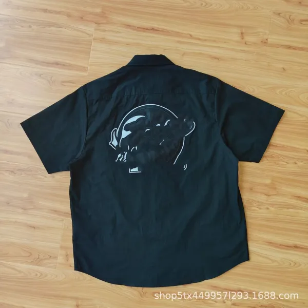 Design Workwear Shirt Black with Racing Patches - 6