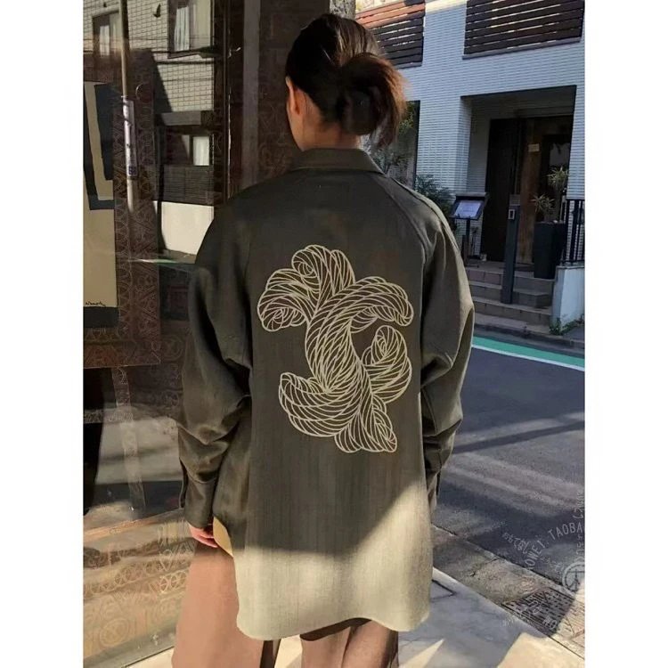 Needles Kimono Jacket Gray Pinstripe with White Rope Motif Outerwear - 13