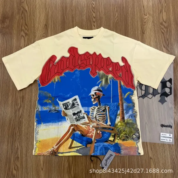 Godspeed Hollywood Fire Print Cream T-Shirt - 7