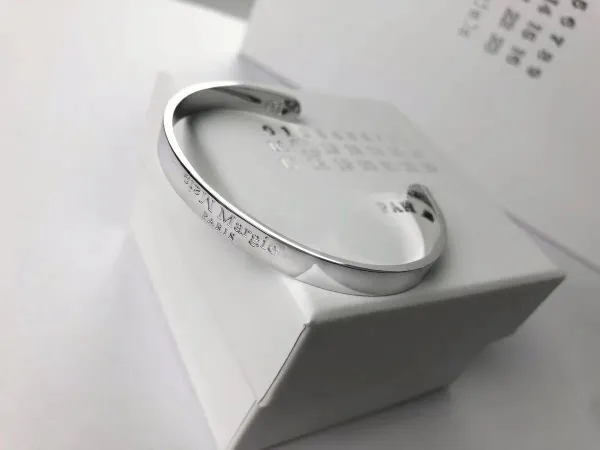 Maison Margiela Silver Engraved Cuff Bracelet Jewelry - 1