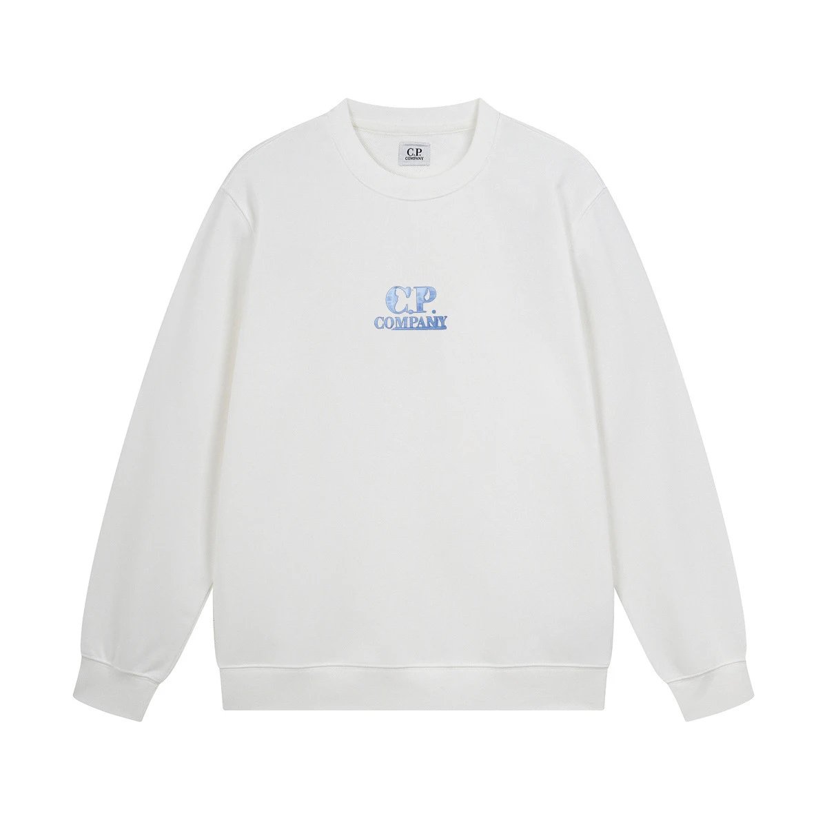 C.P. Company Black White Beige Logo Print Crewneck Sweatshirt