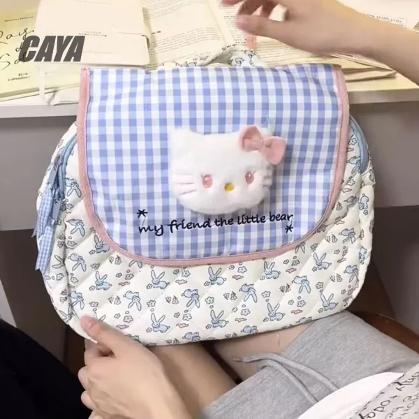 Hello Kitty Mini Backpack with Gingham Patch and Rabbit Print - 5