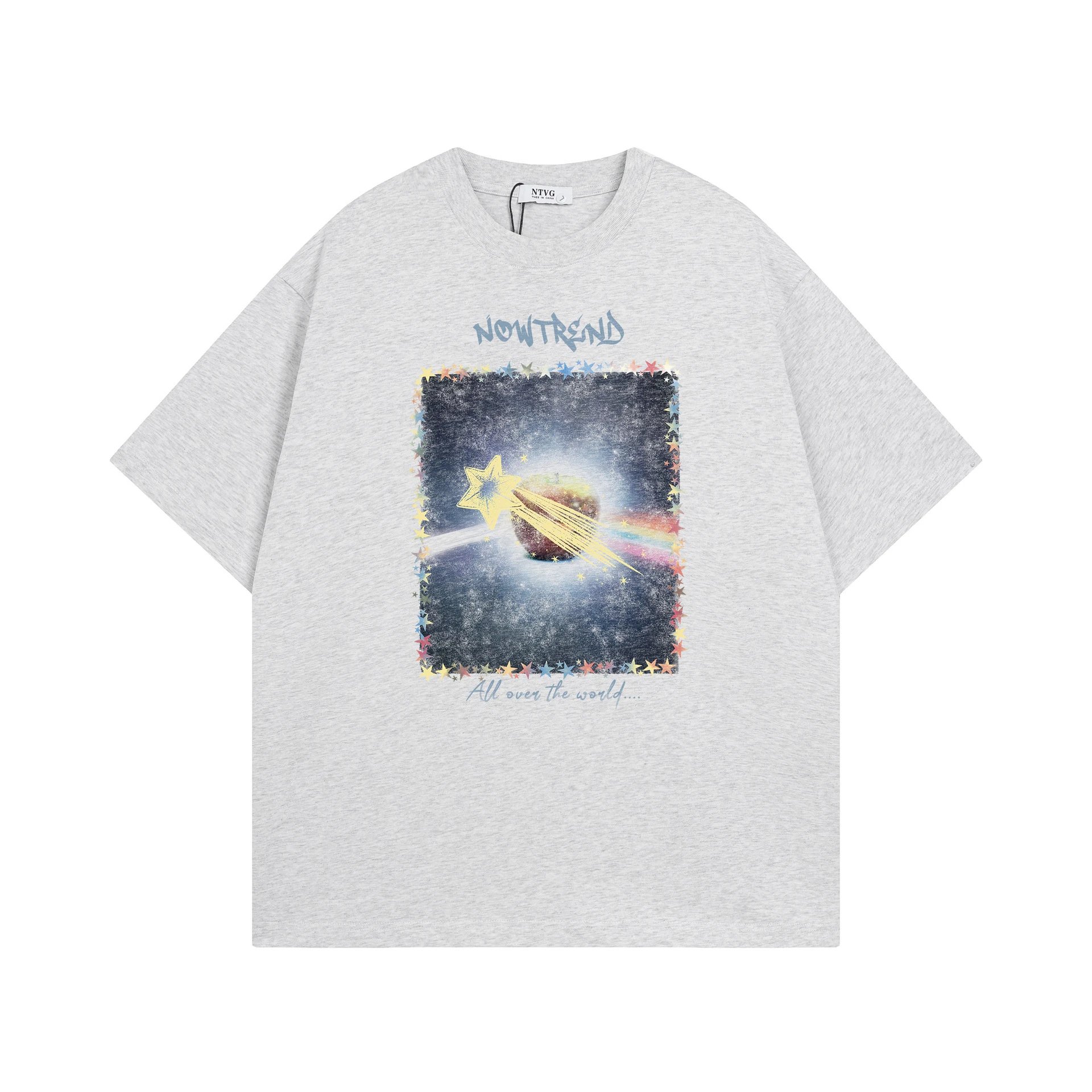 Design NTVG Cosmic Apple Graphic Oversized T-Shirt Gray T-Shirts