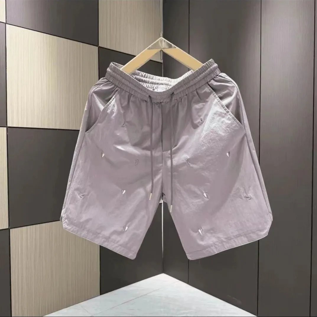 Design Embroidered Sheen Shorts Gray - 5
